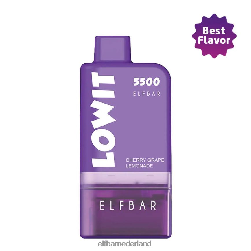 ELFBAR voorgevulde podkit lowit 5500 2%nic kersendruivenlimonade kersendruivenlimonadepeul + paarse batterij 6X88N4135