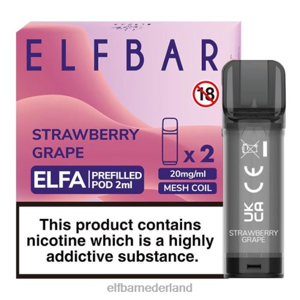 elfbar elfa voorgevulde capsule - 2 ml - 20 mg (2 stuks) aardbei druif D8TJV130