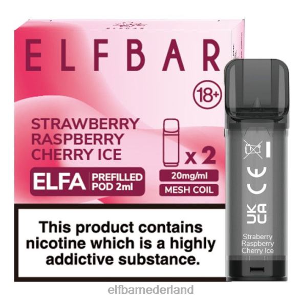 elfbar elfa voorgevulde capsule - 2 ml - 20 mg (2 stuks) aardbei-framboos-kersenijs D8TJV129