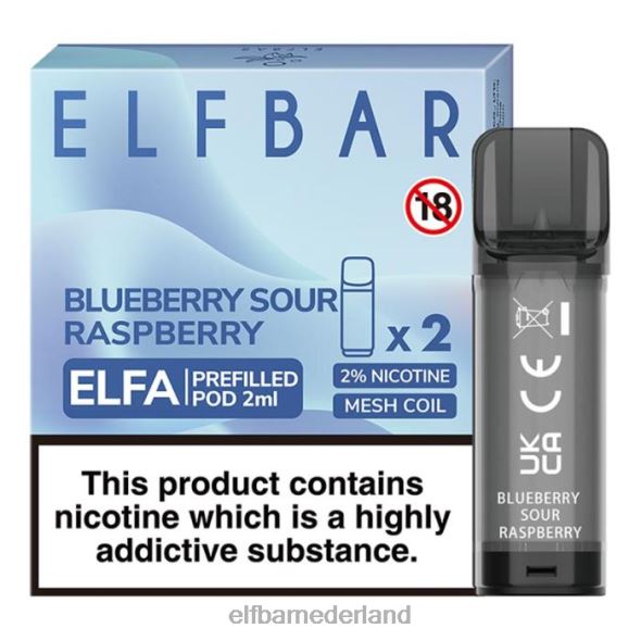 elfbar elfa voorgevulde capsule - 2 ml - 20 mg (2 stuks) aardbei-framboos-kersenijs D8TJV129