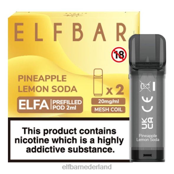 elfbar elfa voorgevulde capsule - 2 ml - 20 mg (2 stuks) ananas-citroensoda D8TJV134