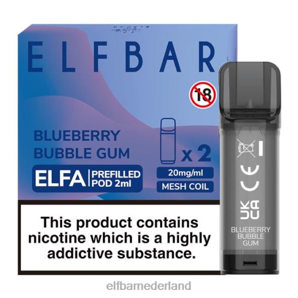 elfbar elfa voorgevulde capsule - 2 ml - 20 mg (2 stuks) bosbessen kauwgom D8TJV126