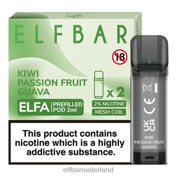 elfbar elfa voorgevulde capsule - 2 ml - 20 mg (2 stuks) kiwi-passievrucht-guave D8TJV117