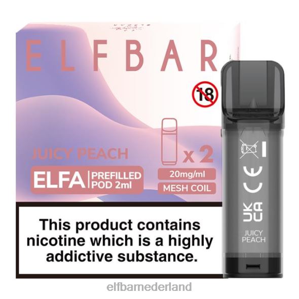 elfbar elfa voorgevulde capsule - 2 ml - 20 mg (2 stuks) sappige perzik D8TJV125