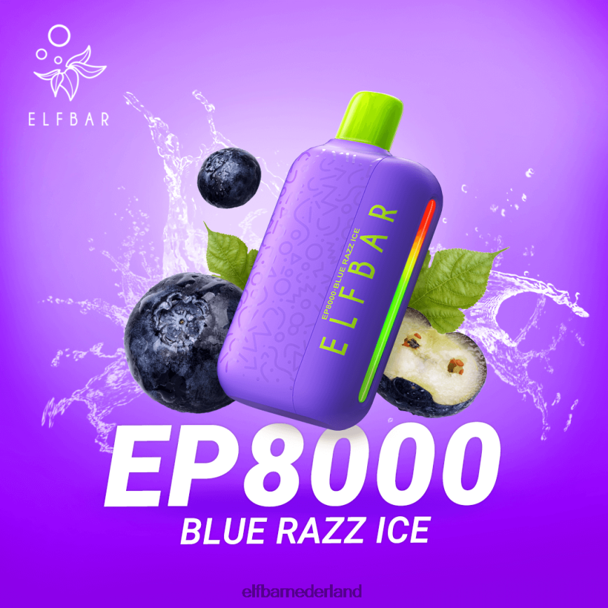 ELFBAR wegwerpvape nieuwe ep8000 trekjes blauw razz-ijs 6X88N465